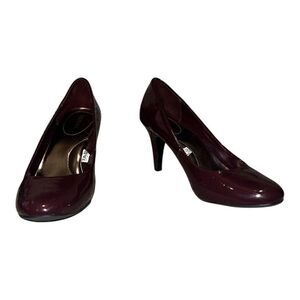 Target Merona Burgundy Maye Pumps Patent Faux Leather Heels Basic 8M EUC